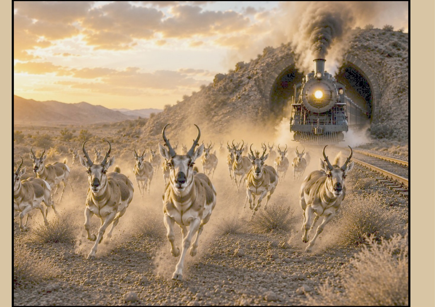 Antelope Escape from the Tunnel The boys dive into the coal tender just as the train plunges into a